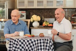 Residents enjoying coffee and refreshments at the cafe