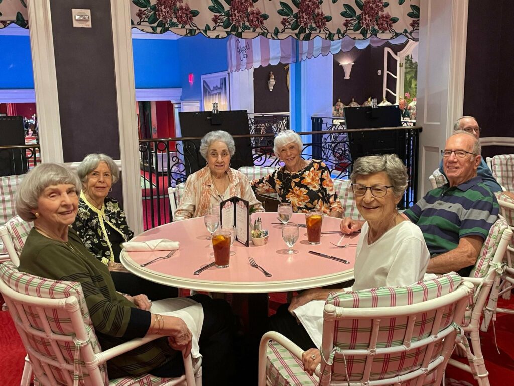Residents visiting The Greenbrier and enjoying lunch at Drapers Cafe.