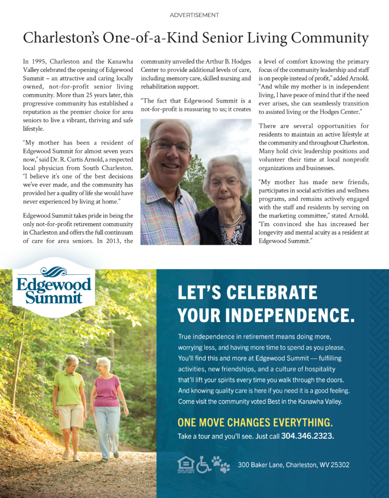 News article about the celebration and history of Edgewood Summit, senior living Charleston, WV